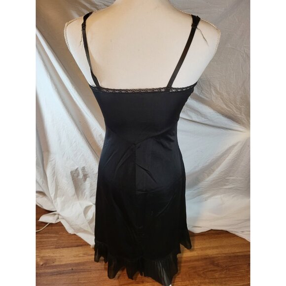VINTAGE ROGERS RUN-PROOF - WOMENS 32 - Black GODDESS NIGHT GOWN Lace - Picture 5 of 7